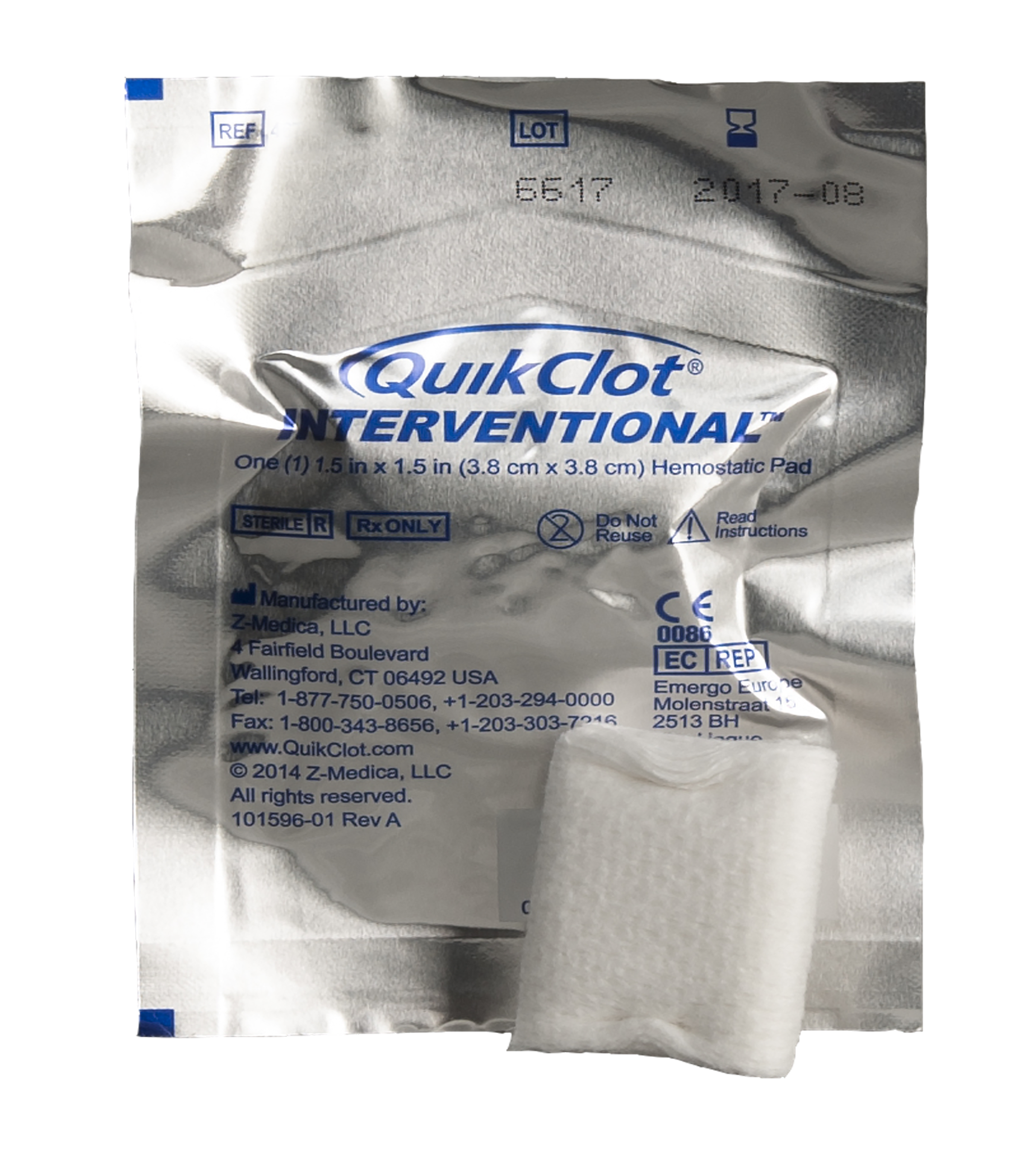 QuikClot カオリン止血パッド・QuikClot X-ray カオリン止血